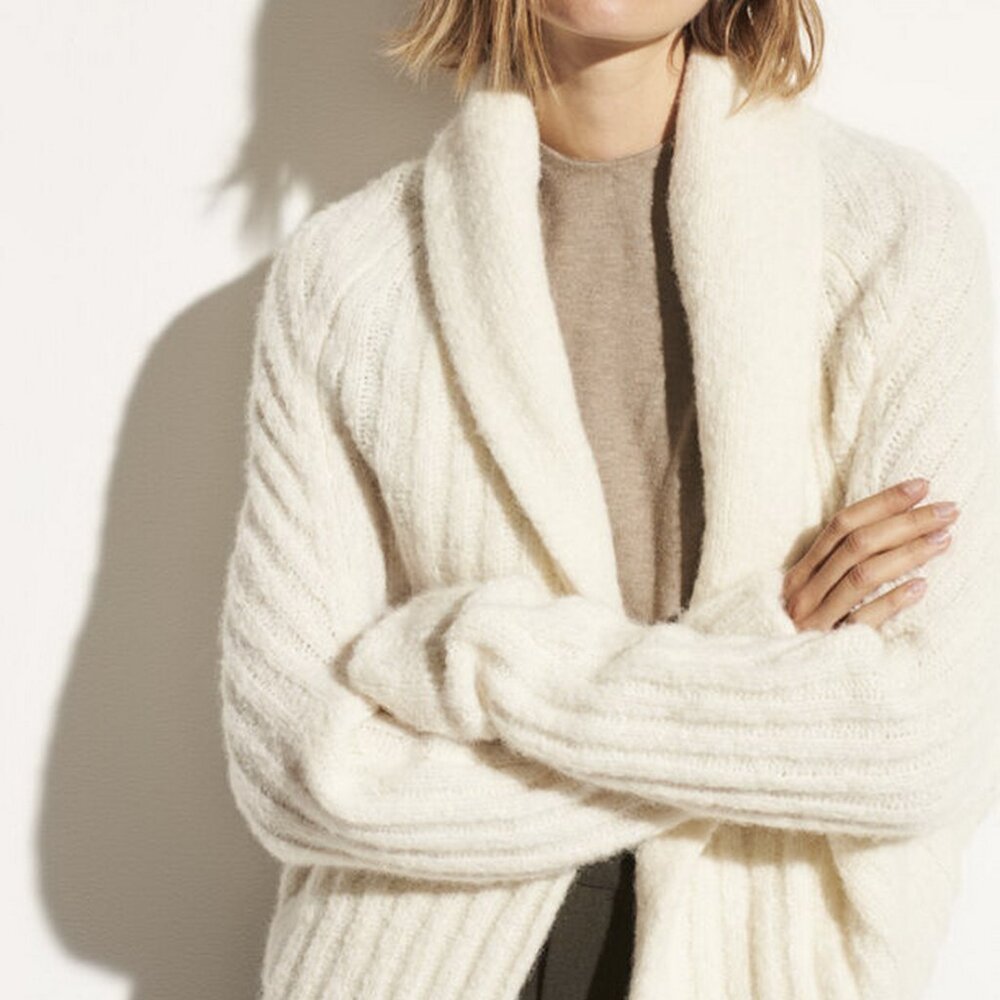 NWT Vince Alpaca Cardigan, Large, Dolman Sleeves, Open Front, OFF-White - Picture 5 of 10